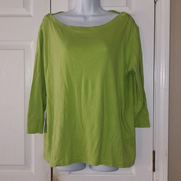 Ann Klein Sport lime green 3/4th length sleeve top Sz 2X - Picture 1 of 5